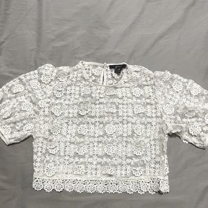 White mesh floral top